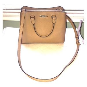 Michael Kors leather Savannah purse in dark khaki